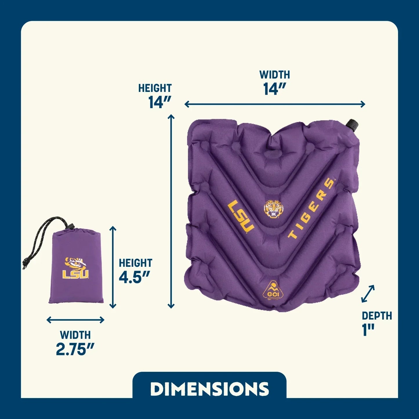College V Seat™ Inflatable Stadium Cushion - LSU Tigers - BR9D